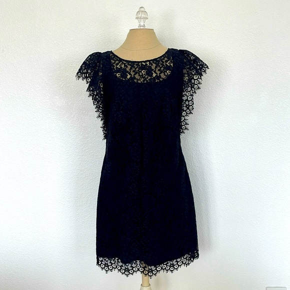 Phoebe Couture black Lace Dress SZ 4 Cap Sleeve. - Picture 4 of 11
